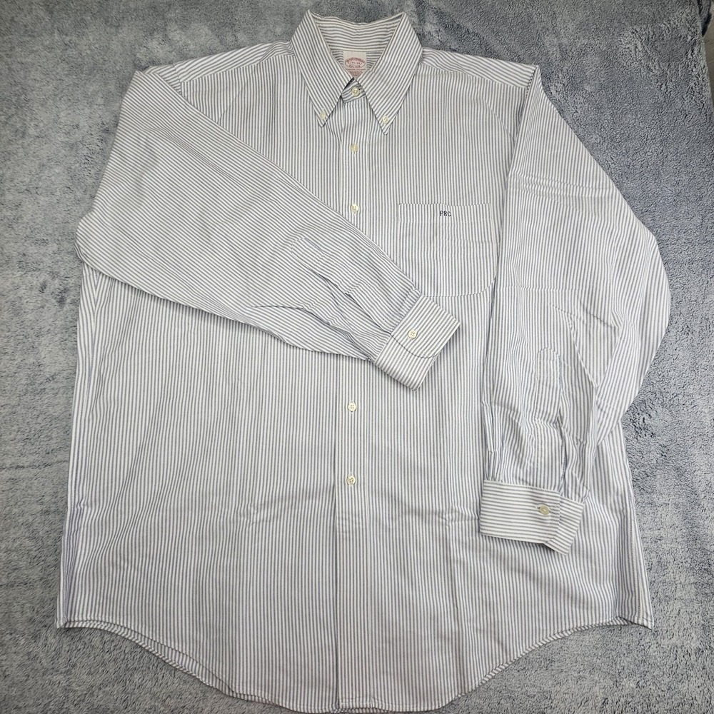 VTG Brooks Brothers Shirt Men 17.5 34 Striped OCBD Oxford Button Down Made USA